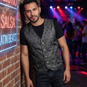 Fancy Pattern Black Adjustable Back Vest